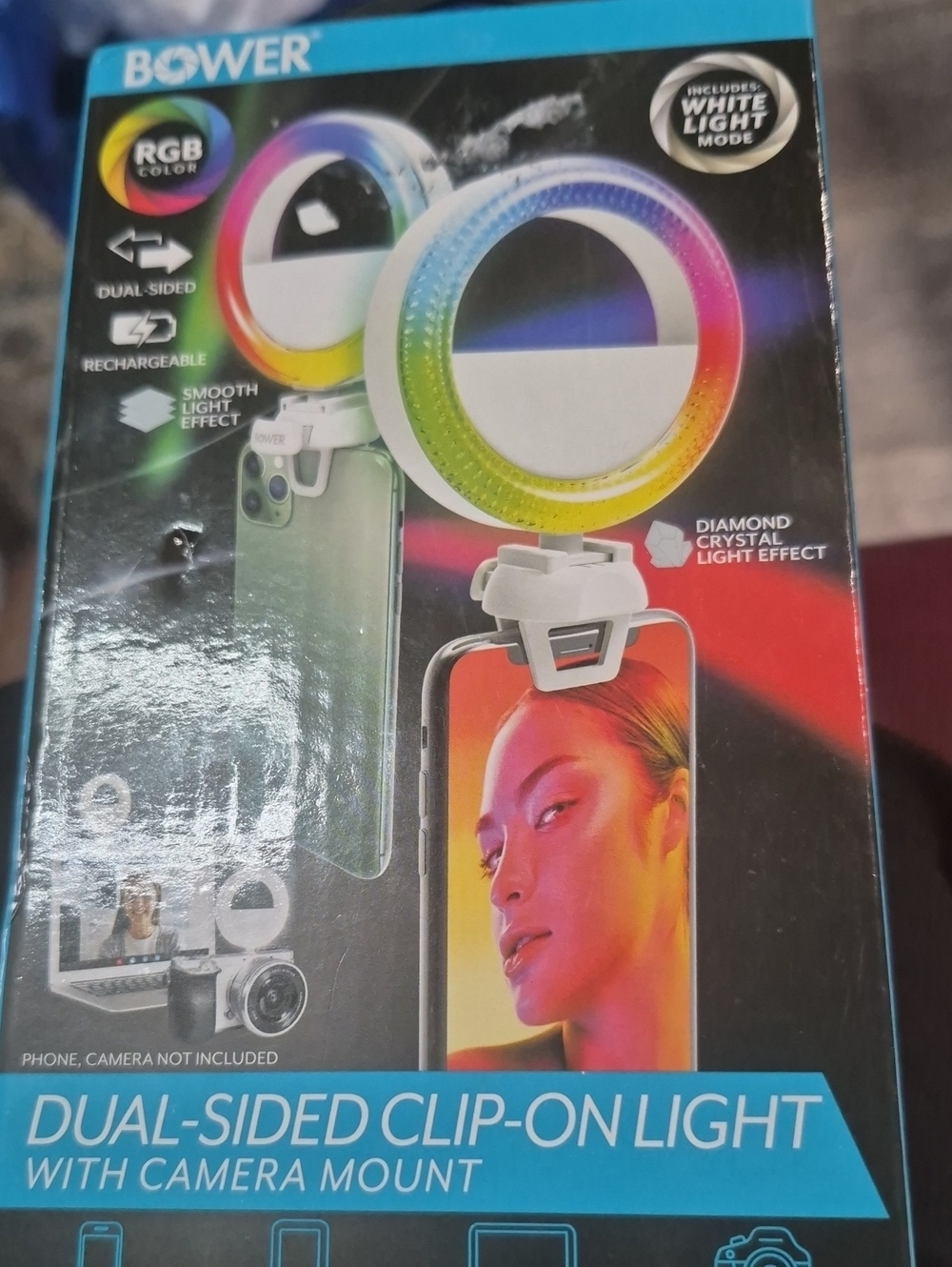 Bower Dual-Sided Clip-On RGB Ring Light - White